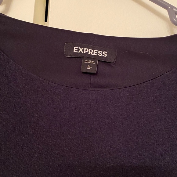 Express Navy Blue Long Sleeve Twist Front Dress Medium - Picture 3 of 4